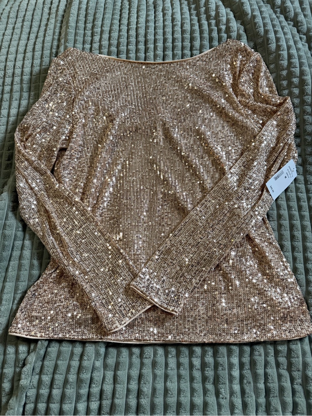 Sequin Crewneck Women's Sweater - Champagne